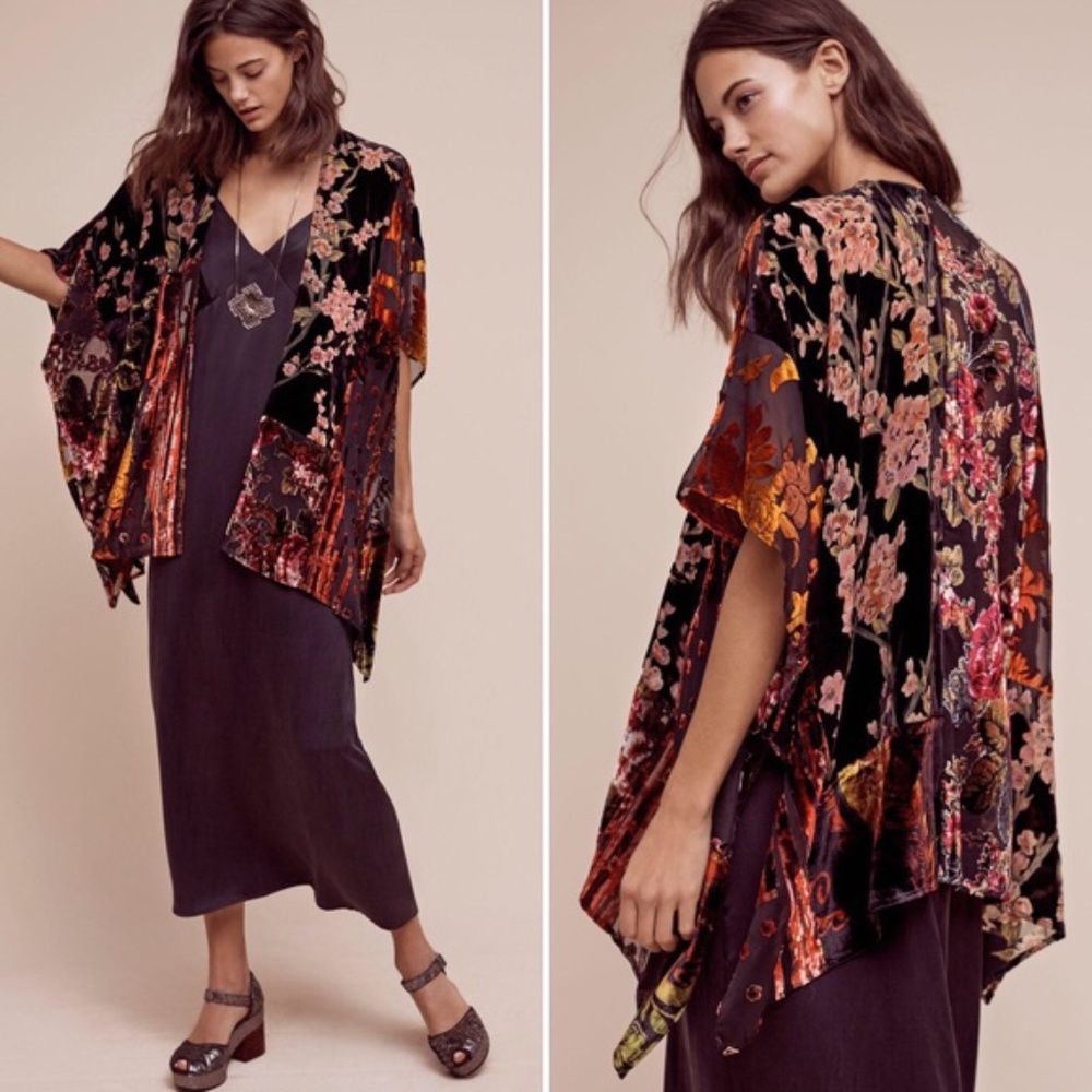 Anthropologie Floreat Lykke Patched Velvet Kimono